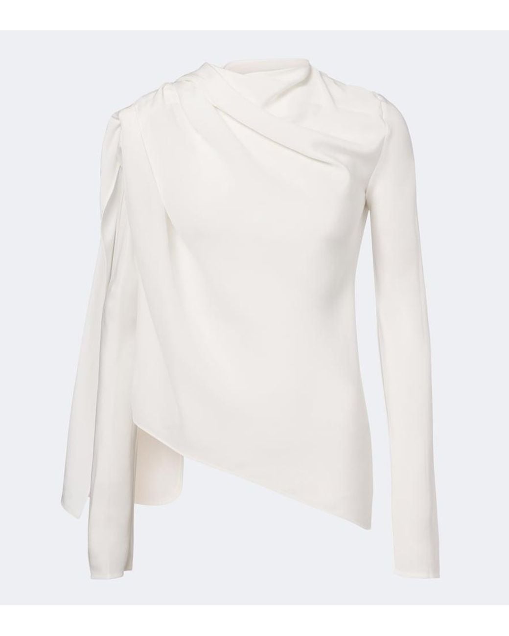 TOVE White Maevi Draped Caped Silk Top