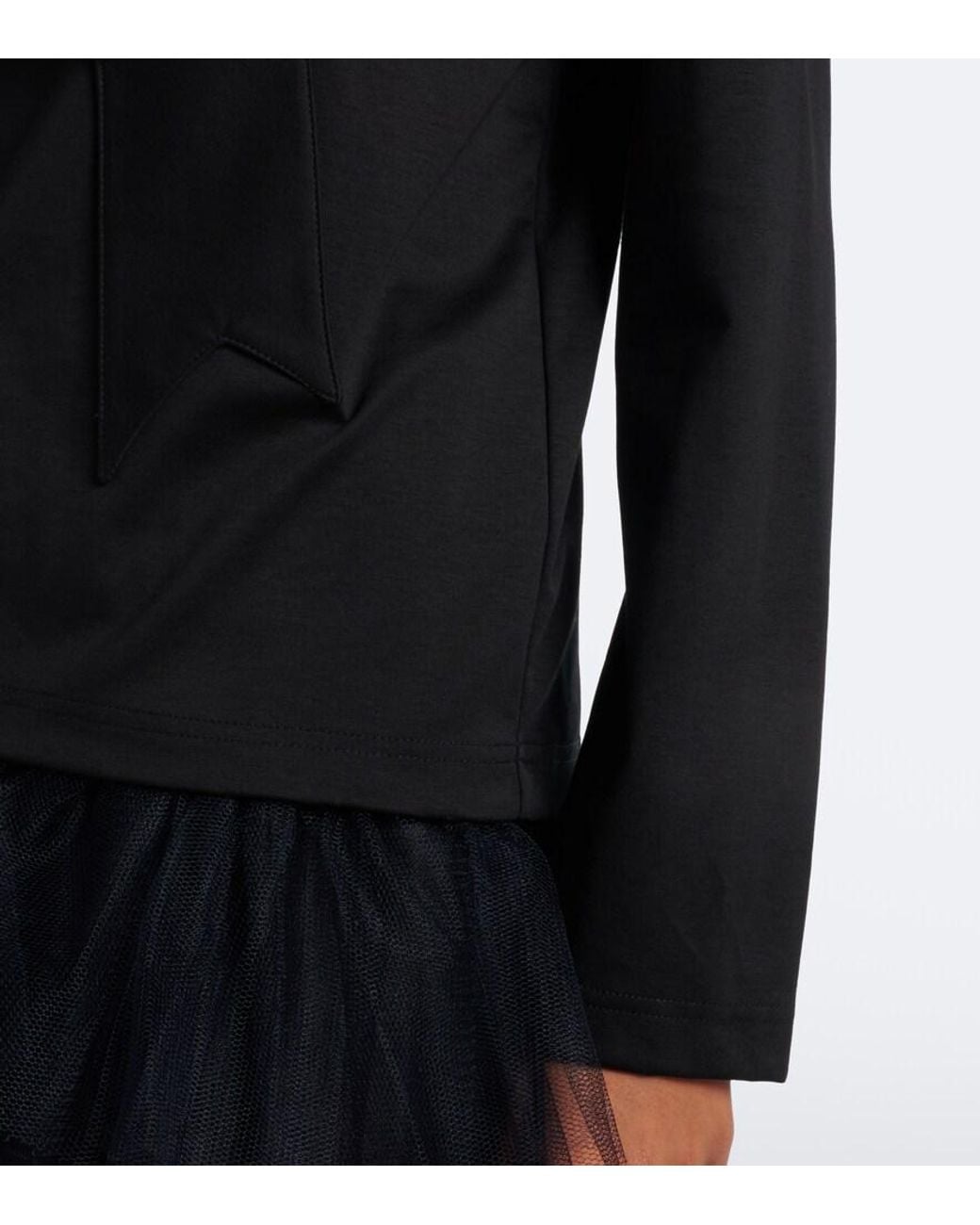Noir Kei Ninomiya Black Bow-Detail Cotton Jersey Top