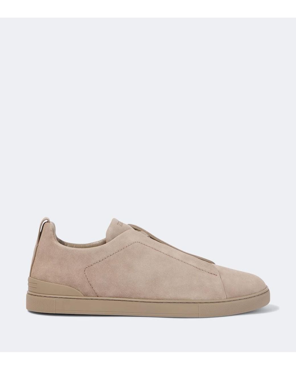 Zegna Natural Triple Stitch Suede Slip-On Sneakers for men