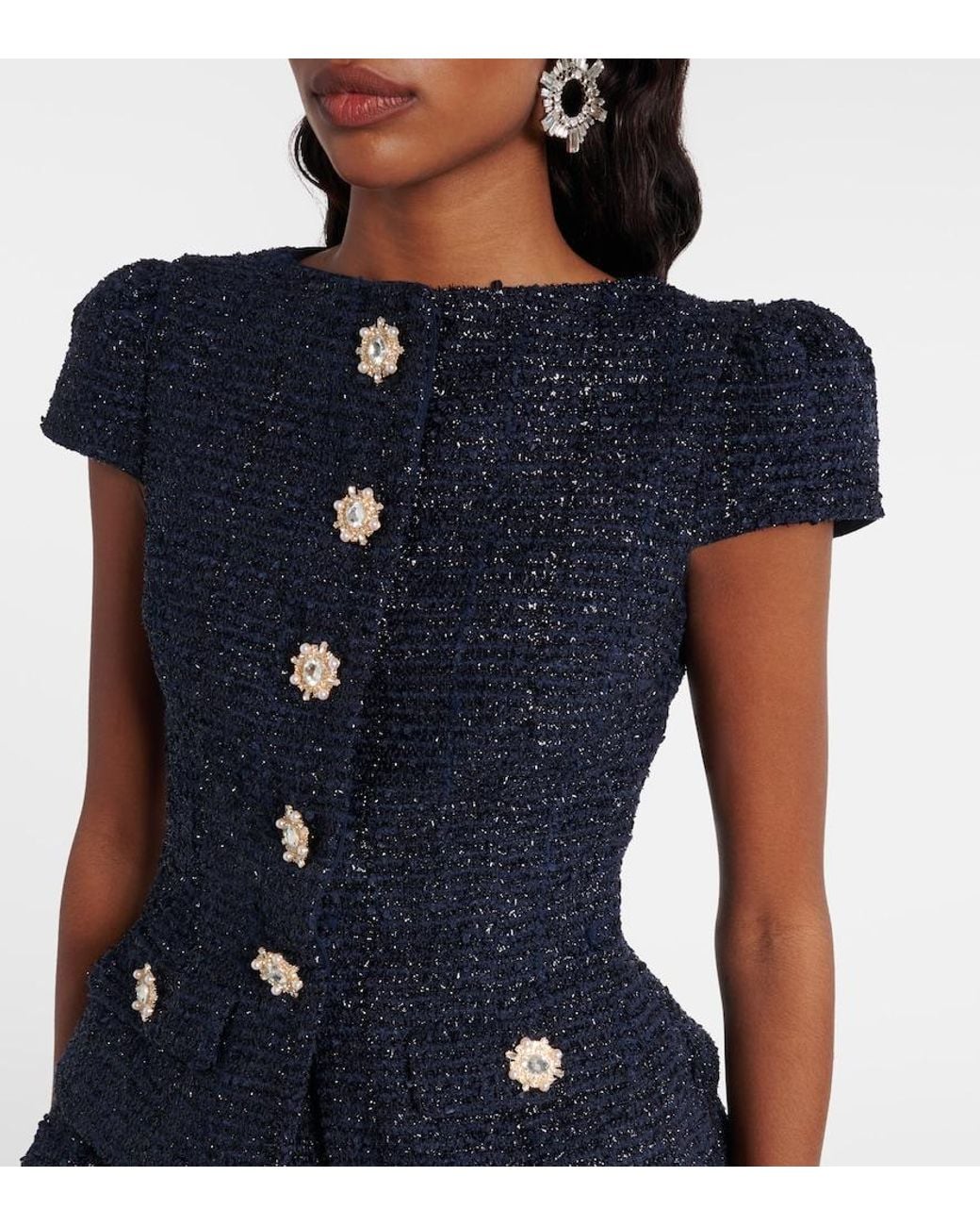 Self-Portrait Blue Boucle Minidress
