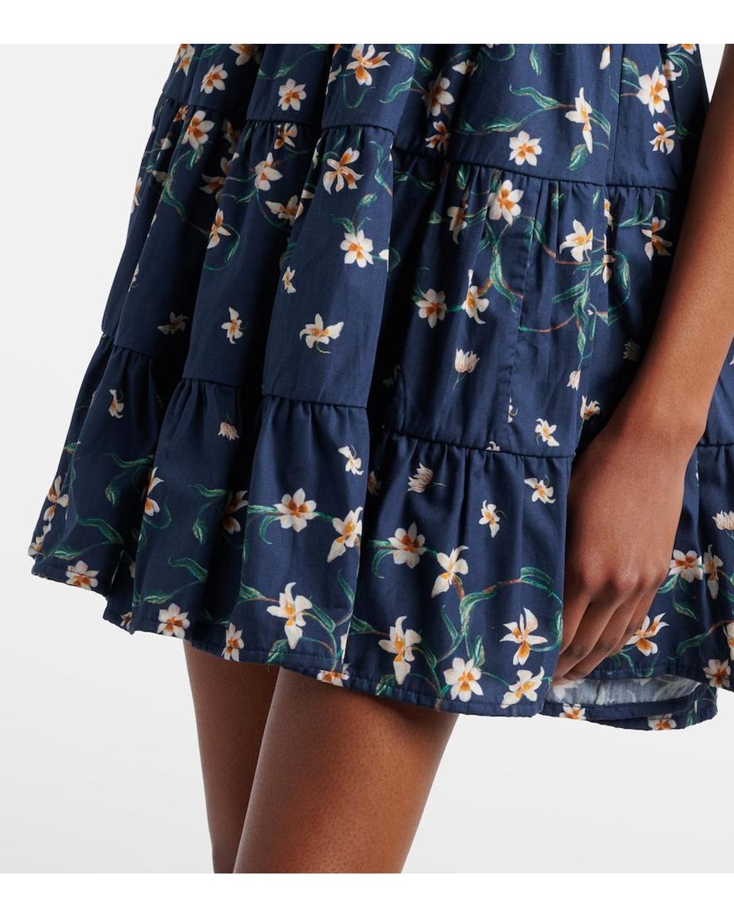 Agua Bendita Blue Lima Floral Cotton Minidress