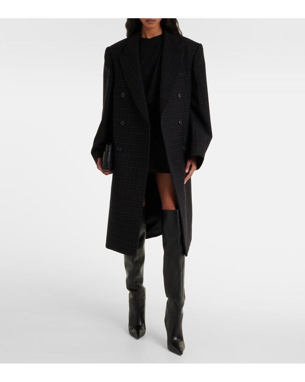 Wardrobe NYC Black Oversized Checked Virgin Wool Coat
