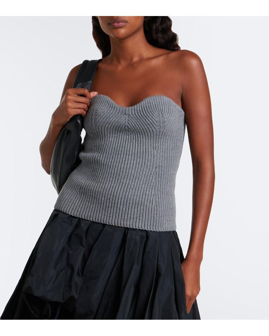 Jil Sander Gray Wool-Blend Bustier Top