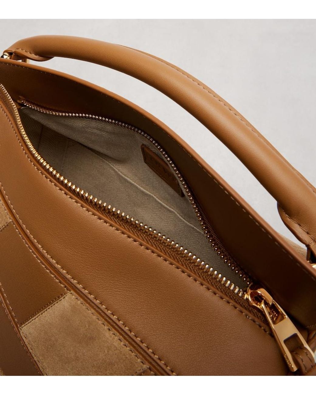 Loewe Brown Puzzle Small Leather And Suede Top-Handle Bag