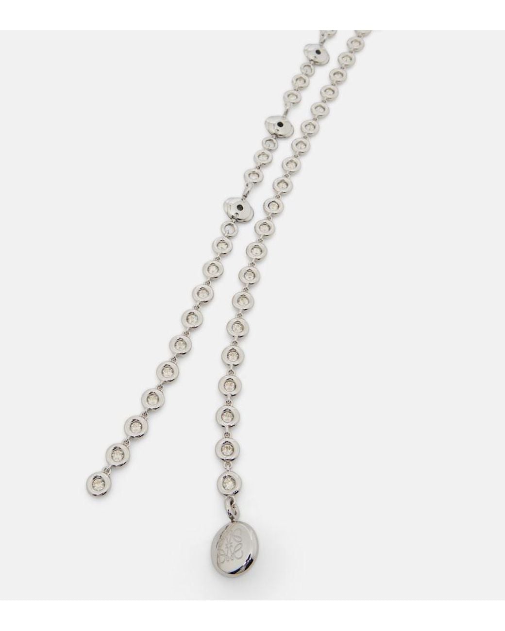 Loewe White Crystal-Embellished Chain Belt