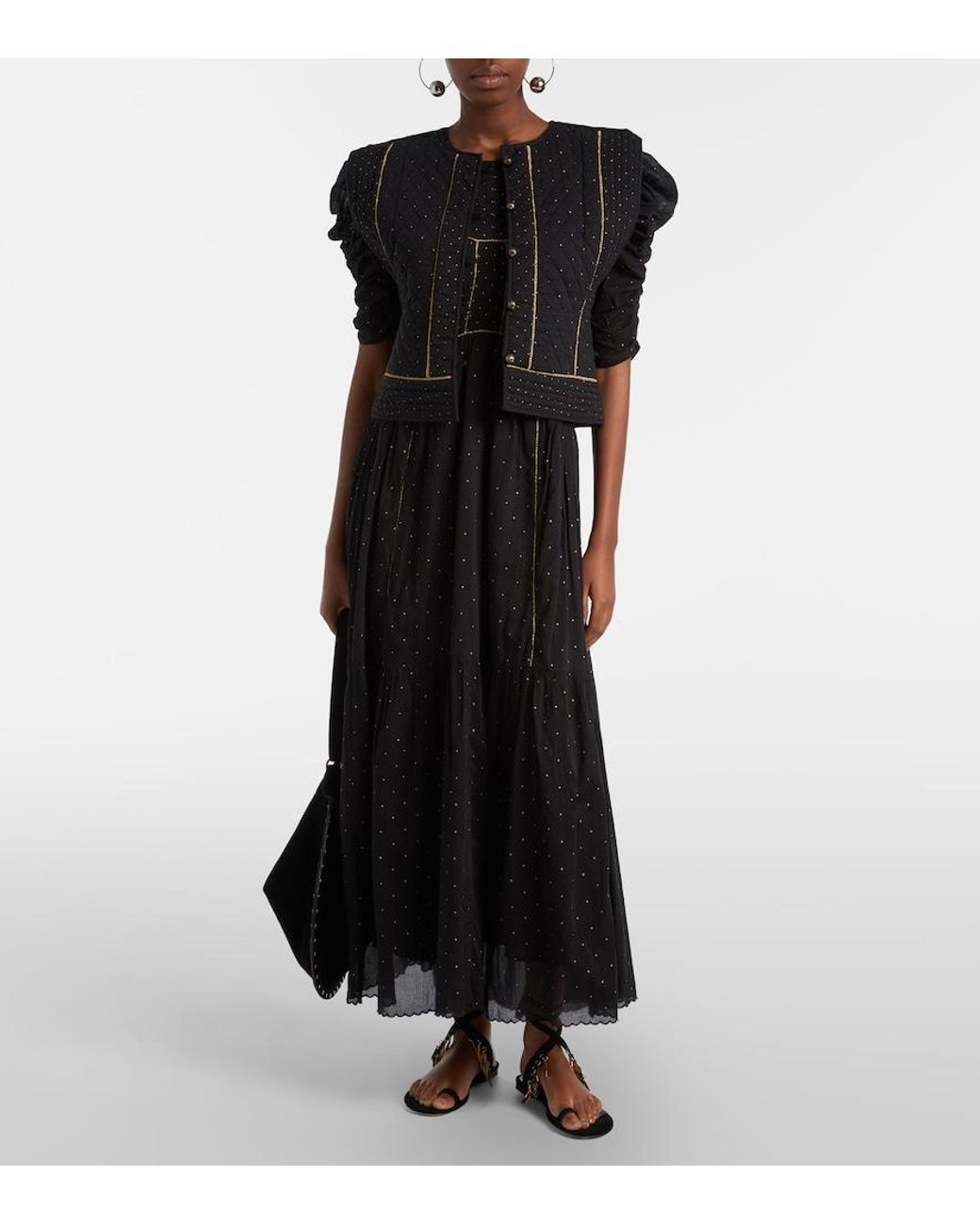 Isabel Marant Black Volana Embellished Cropped Cotton Vest