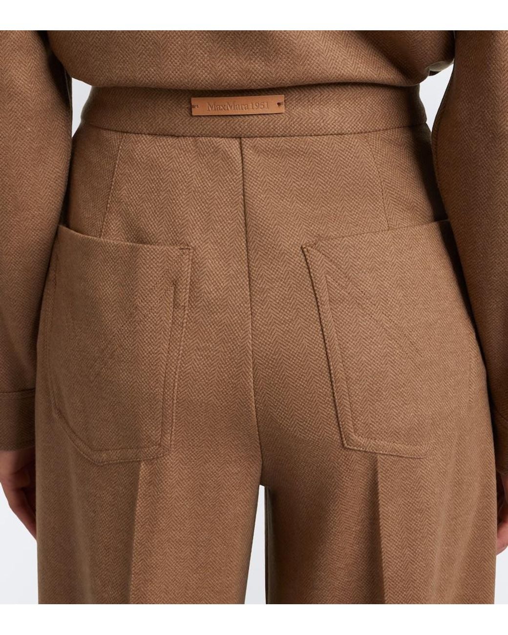 Max Mara Natural Camel Hair And Wool-Blend Wide-Leg Pants