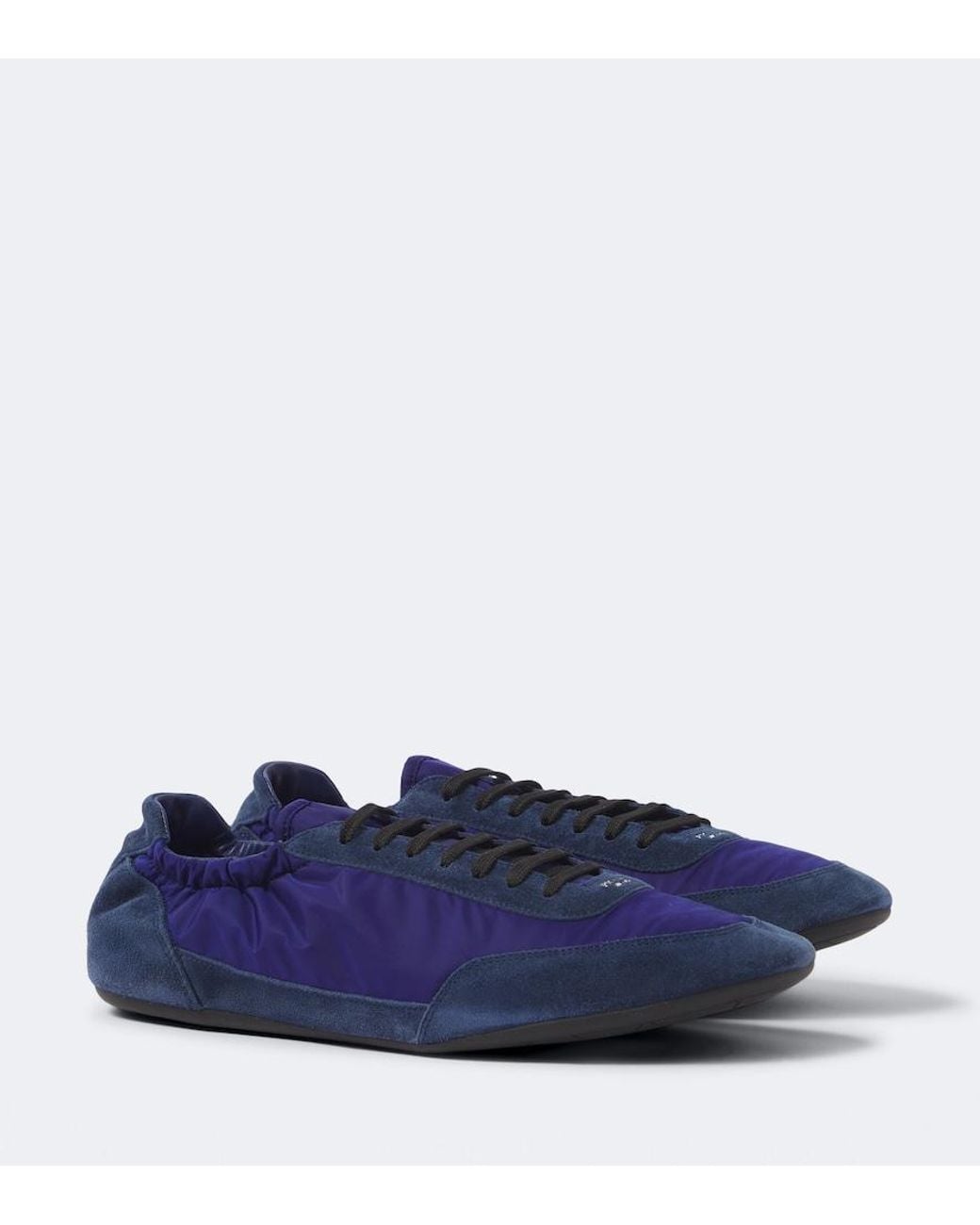 Prada Blue Collapse Re-Nylon And Suede Sneakers for men