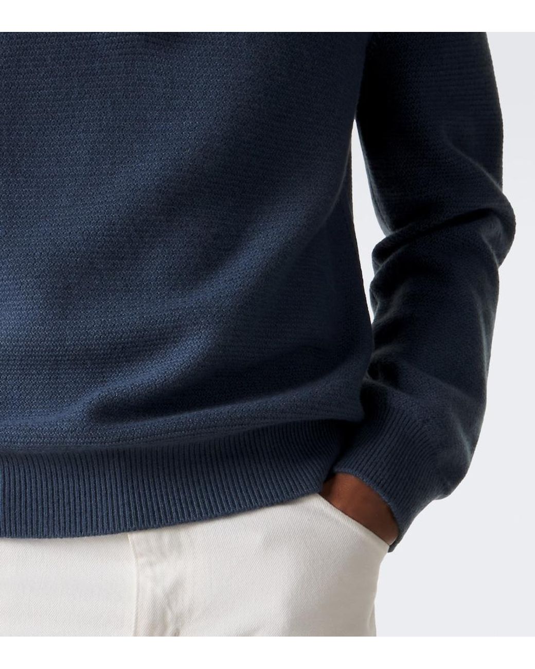 Zegna Blue Cashmere Polo Sweater for men