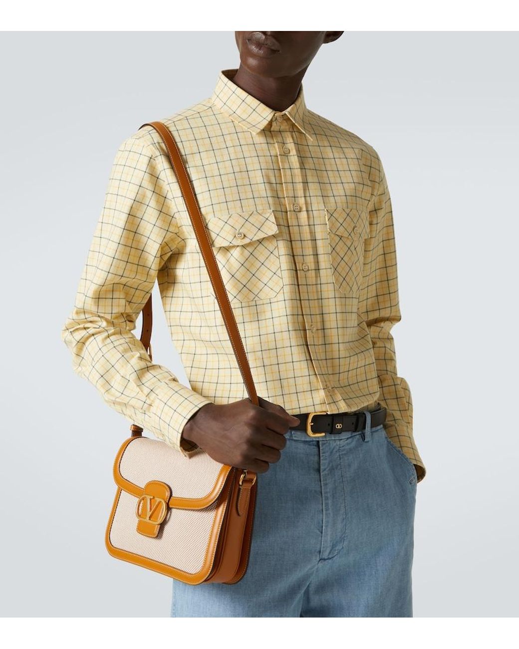 Valentino Garavani Natural Checked Cotton Shirt for men