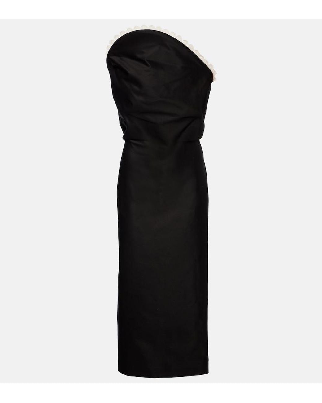 Magda Butrym Black Crochet-Trimmed Cotton Midi Dress