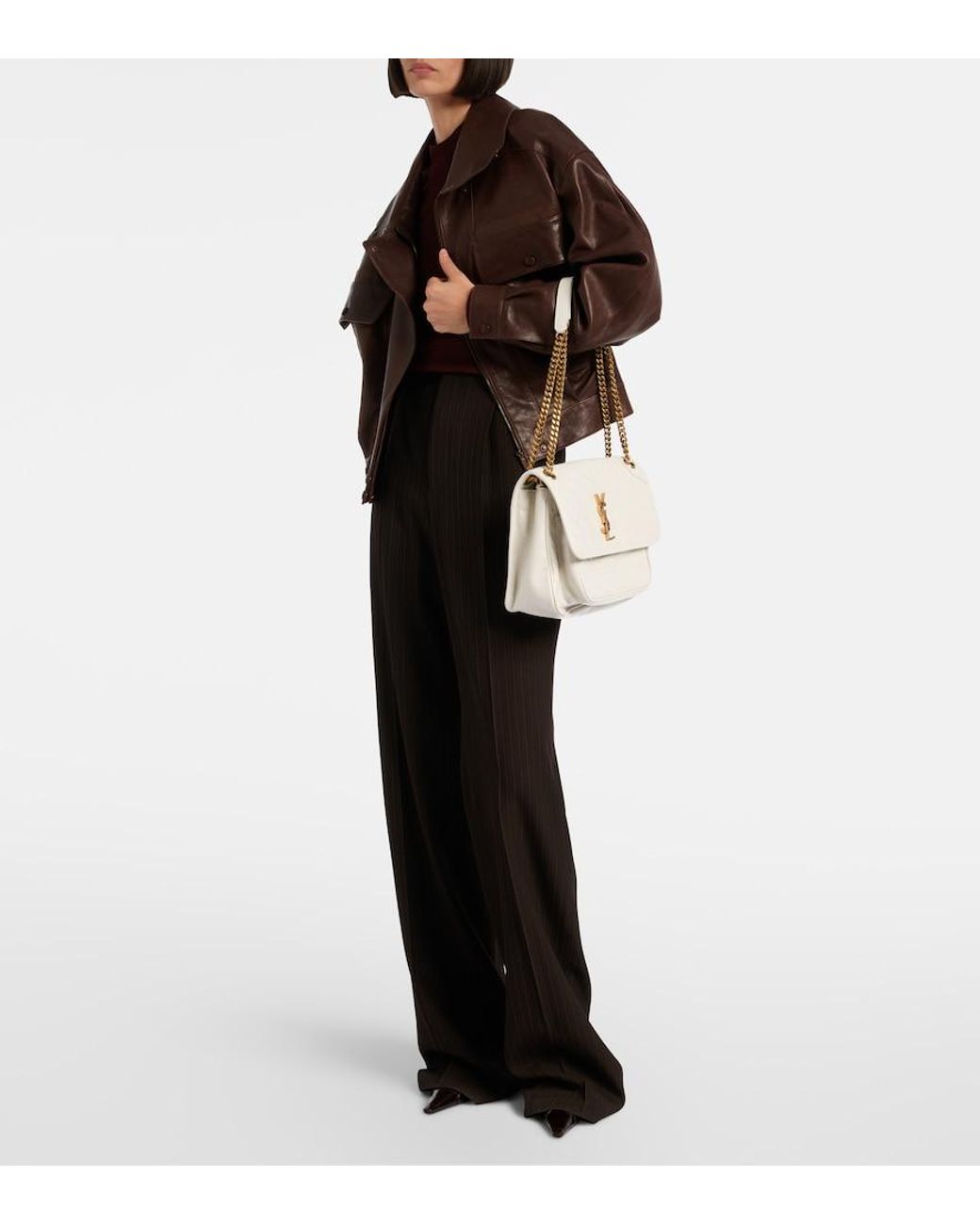 Saint Laurent White Niki Medium Leather Shoulder Bag