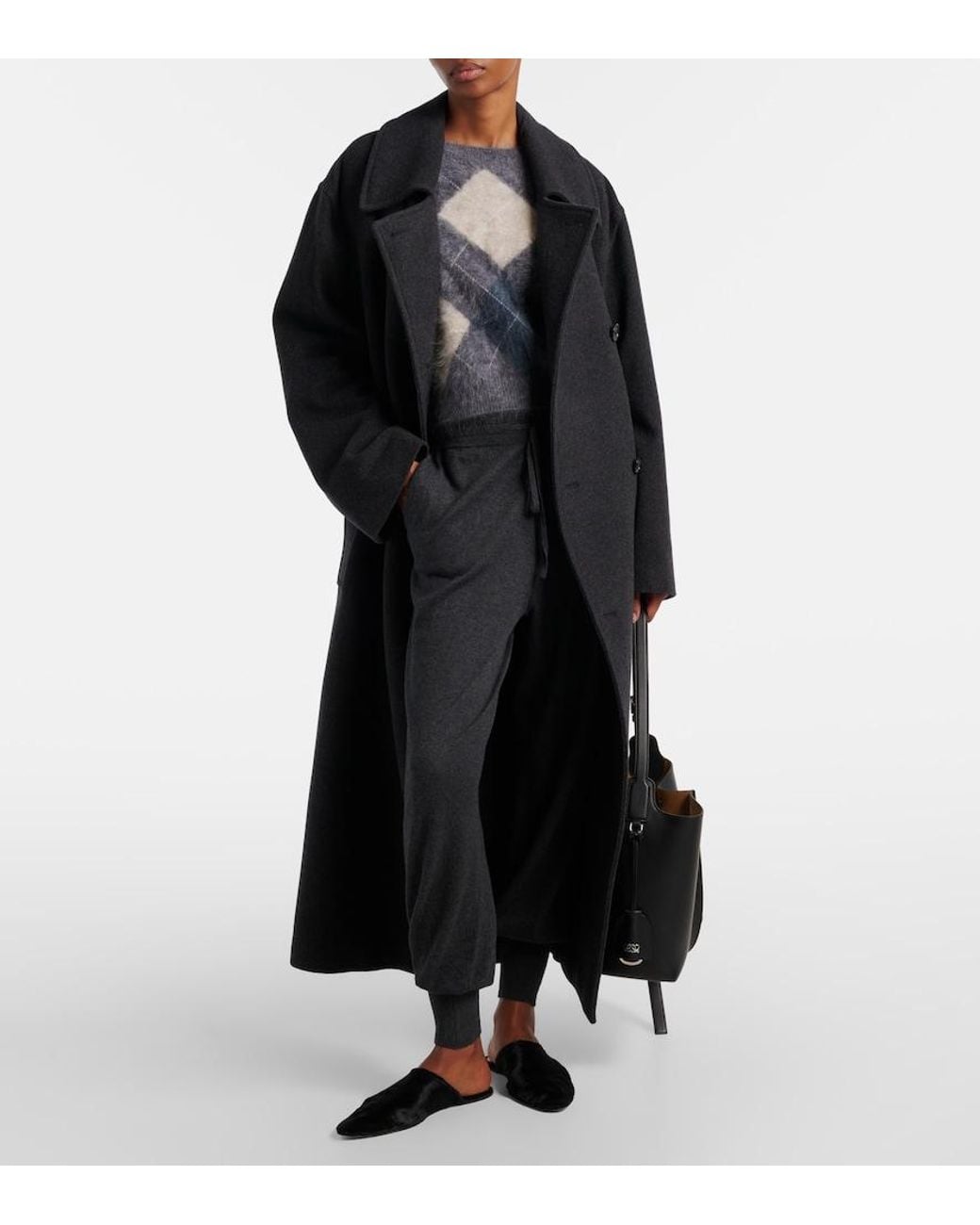 Lisa Yang Blue Juniper Argyle Cashmere Sweater