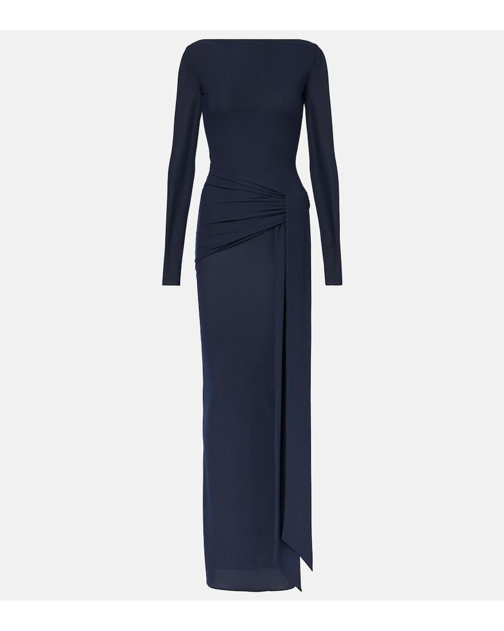 Alex Perry Blue Semi-Sheer Gathered Gown