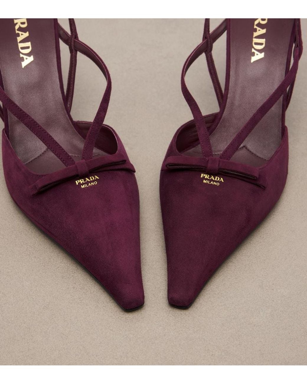 Prada Purple Bow-Detail Suede Slingback Pumps