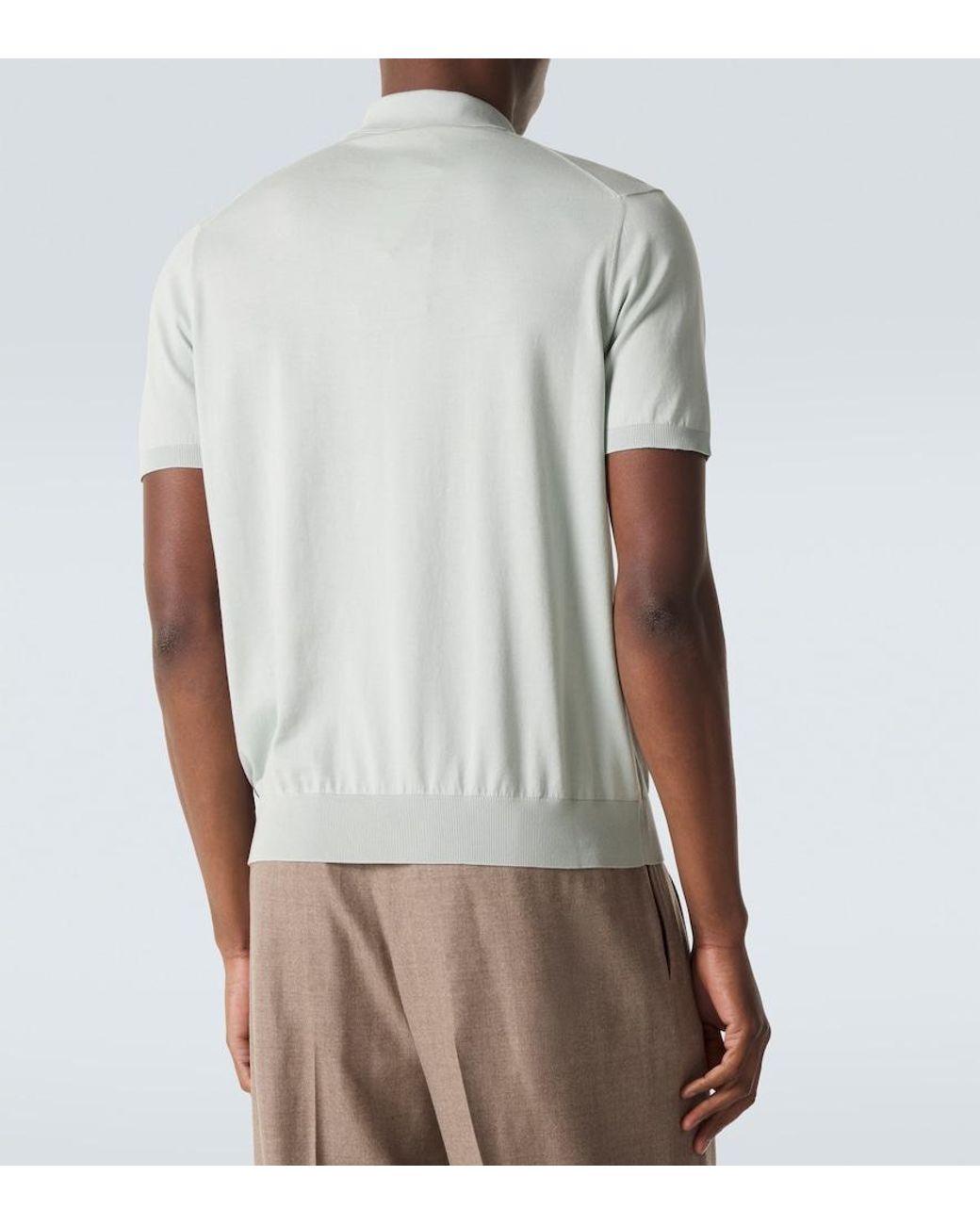 Loro Piana White Cotton Polo Shirt for men