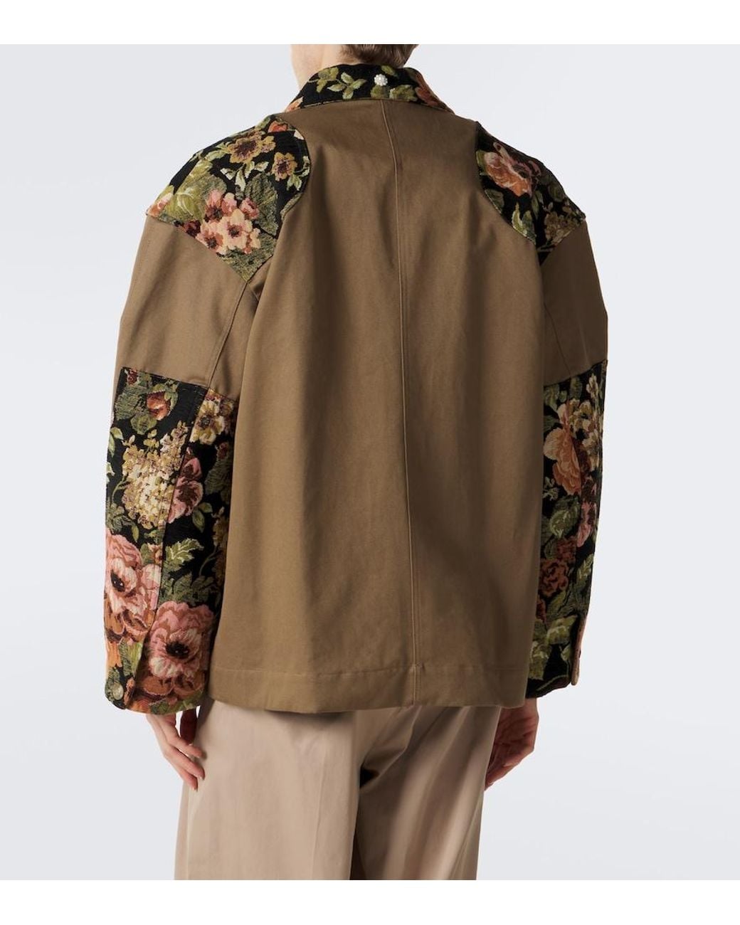 Simone Rocha Green Floral Patchwork Cotton Jacket for men