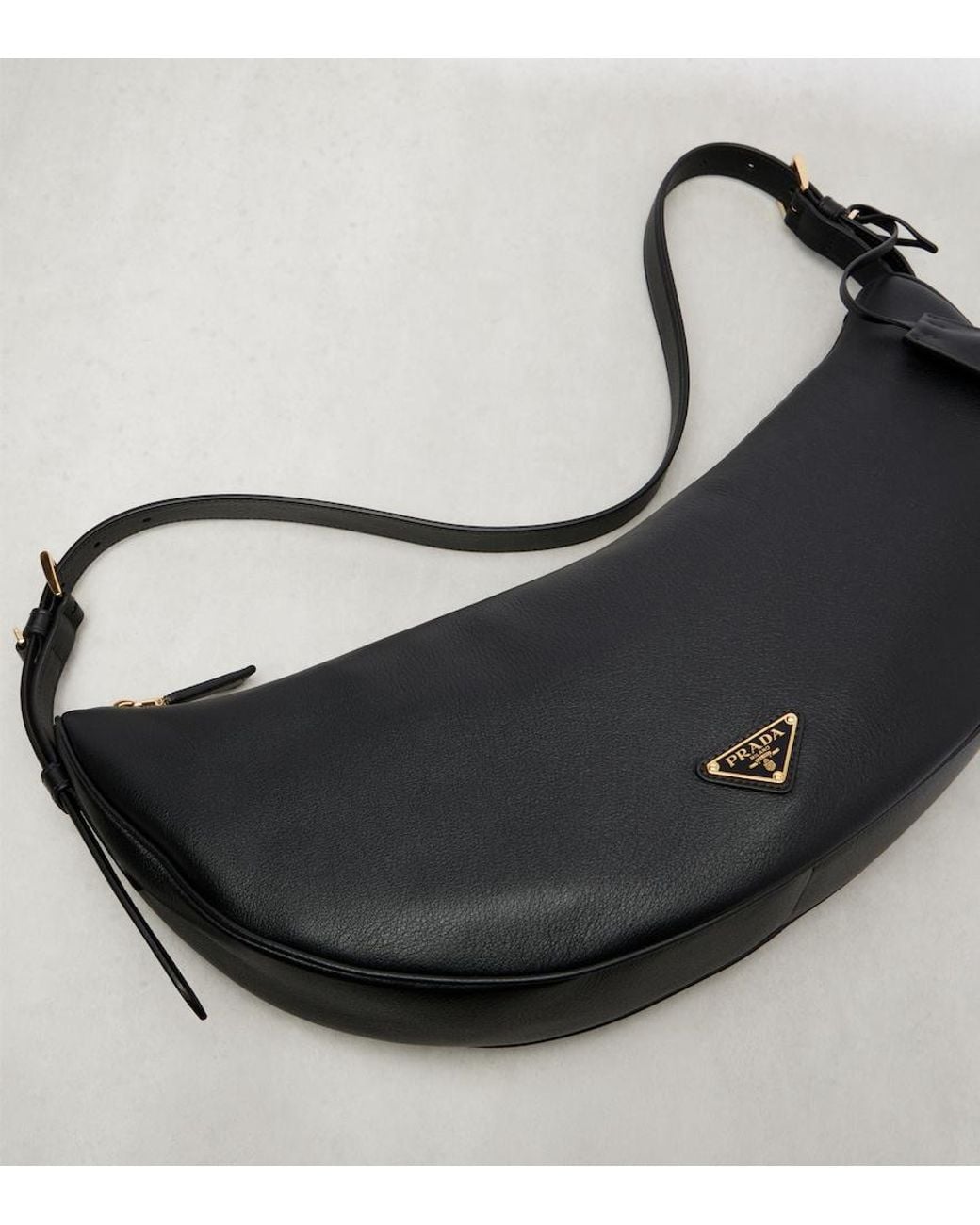Prada Black Demi-Lune Large Leather Shoulder Bag