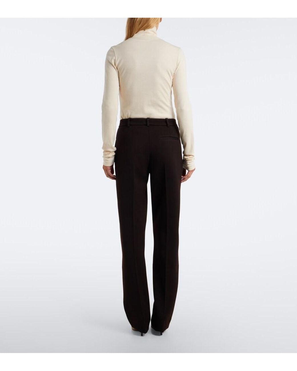 The Row Black Elmer Wool Straight Pants