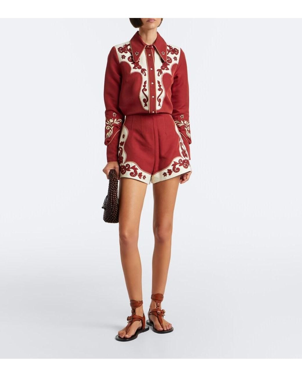 ALÉMAIS Duke Embroidered Wool-Blend Shorts