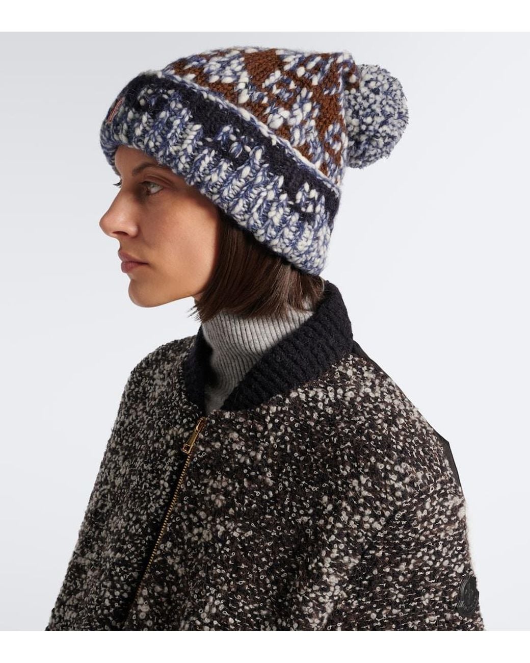 Moncler Blue Fair Isle Wool And Alpaca-Blend Beanie