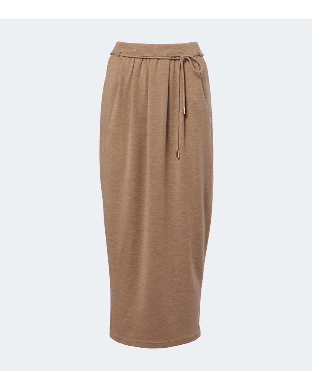 Max Mara Natural Virgin Wool Midi Skirt
