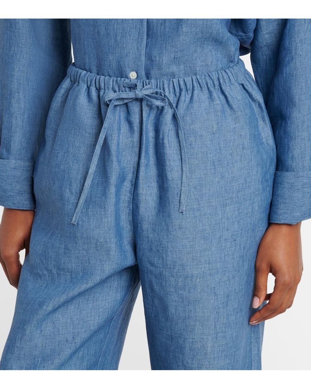 Rohe Blue Linen Wide-Leg Pants