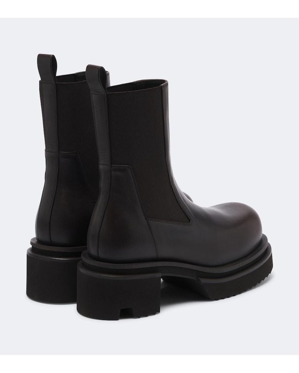 Rick Owens Black Beatle Leather Platform Chelsea Boots
