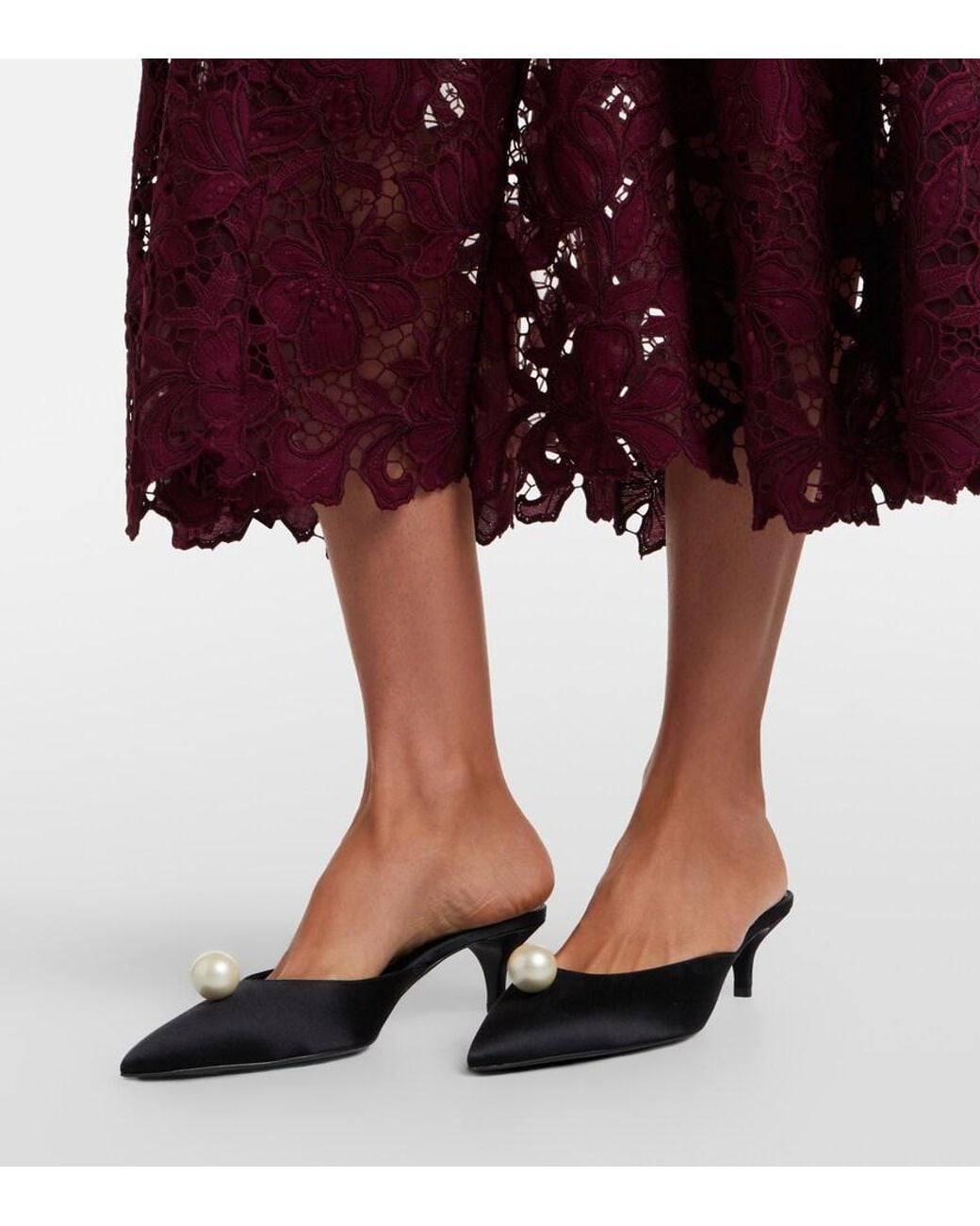 Self-Portrait Purple Belted Floral Guipure Lace Midi Dress