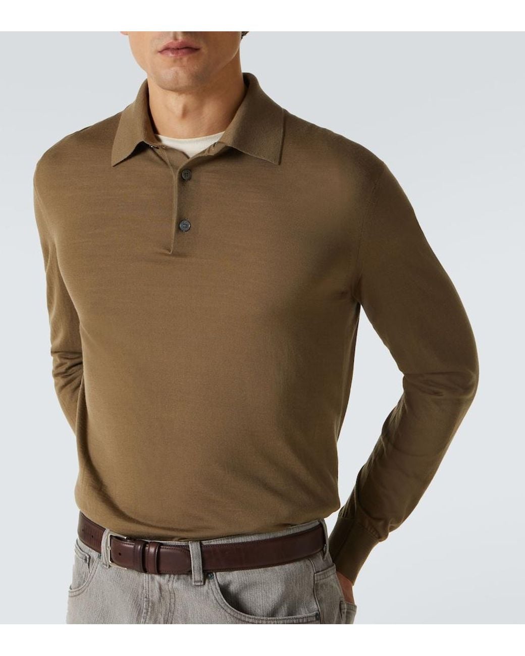 Zegna Green Wool Polo Shirt for men