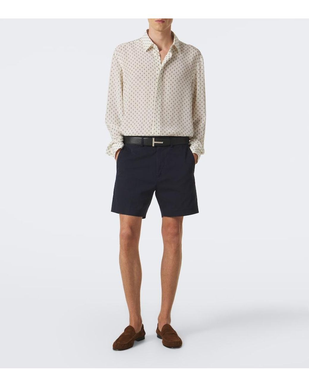 Tom Ford Blue Cotton Twill Shorts for men