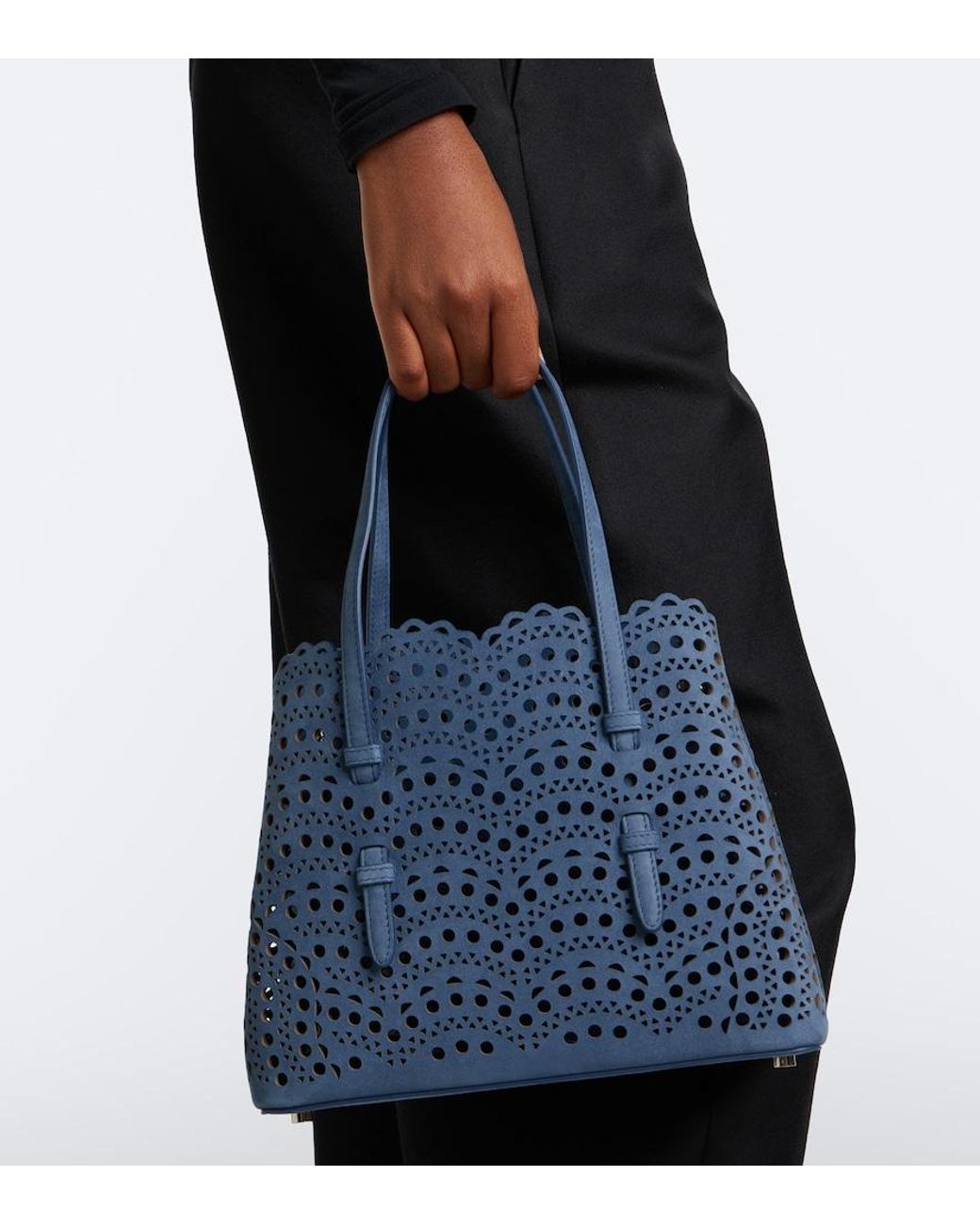 Alaïa Blue Mina 20 Medium Leather Top-Handle Bag