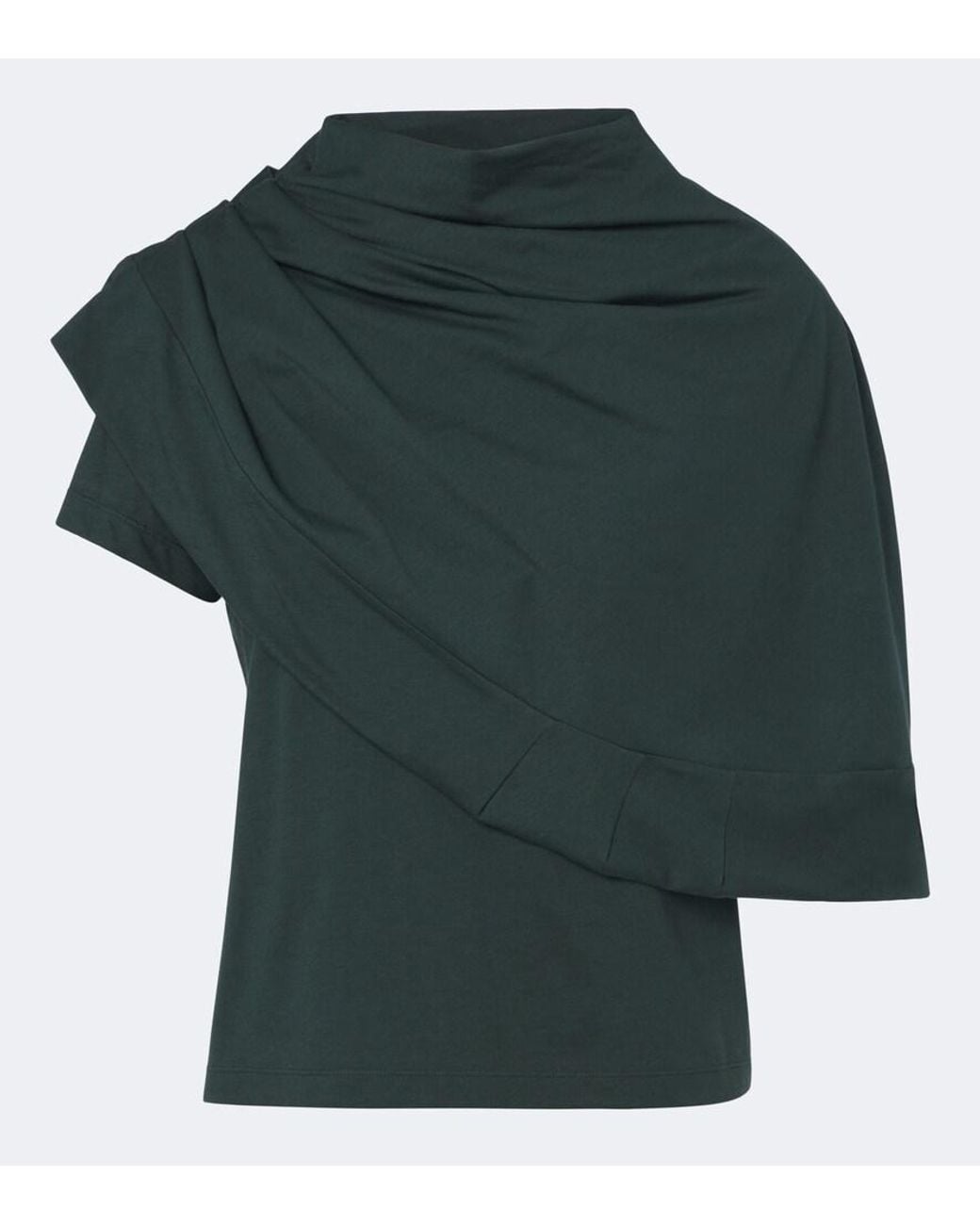 Magda Butrym Green Draped Cotton-Blend Jersey Top And Scarf Set