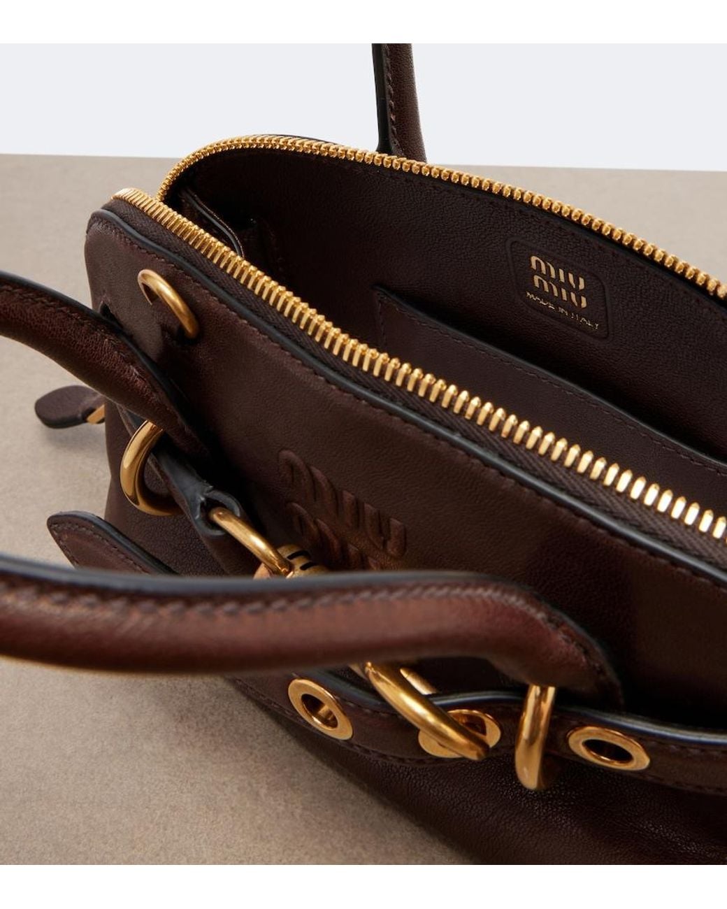 Miu Miu Brown Aventure Mini Leather Top-Handle Bag