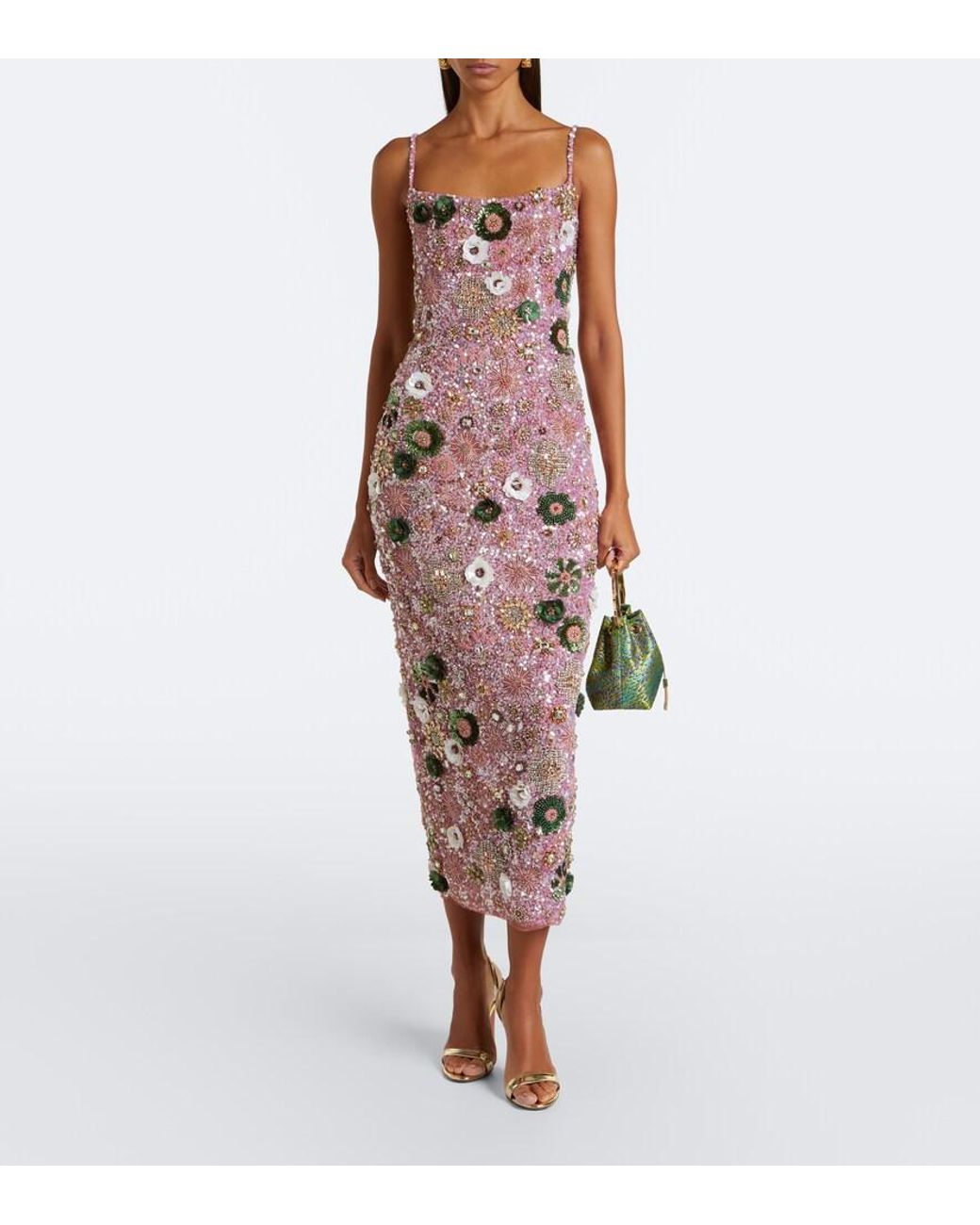 Rachel Gilbert Pink Francesca Floral-Applique Corset Dress