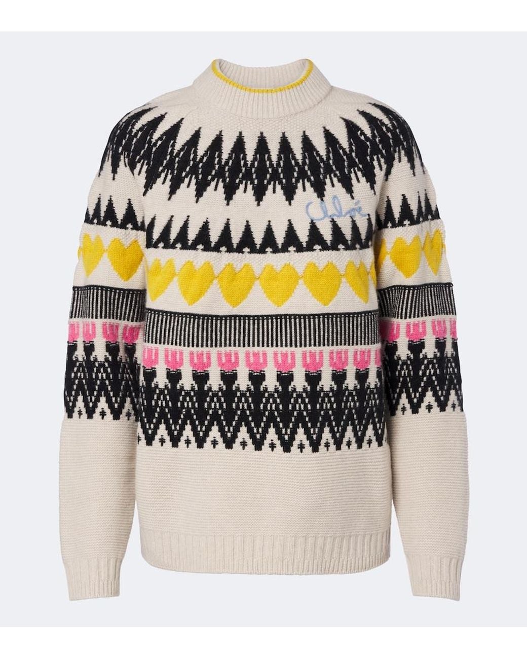 Chloé Multicolor Jacquard Wool And Cashmere Sweater