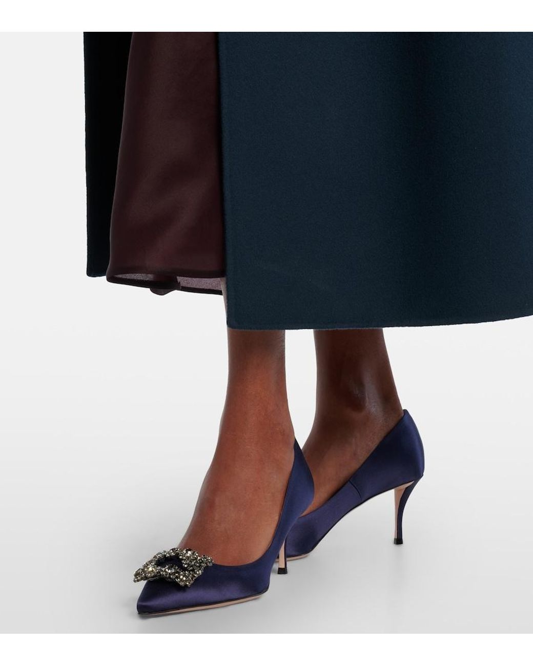 Roger Vivier Blue Efflorescence 65 Embellished Satin Pumps