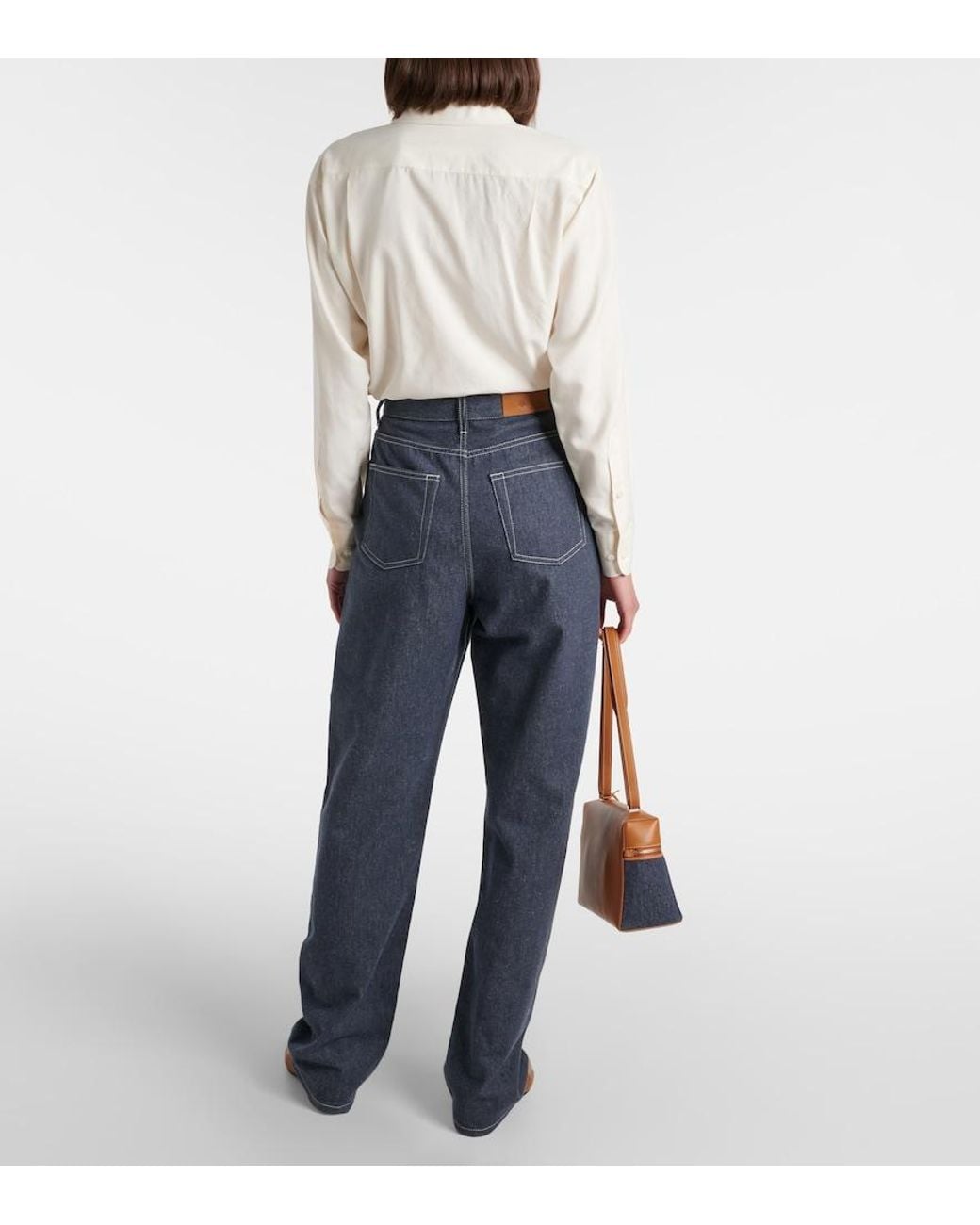 Loro Piana Blue Tye High-Rise Wide-Leg Jeans