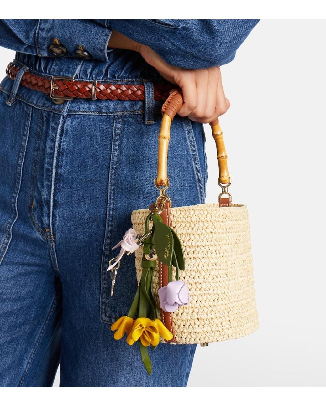 Borsa A Secchiello Small di Self-Portrait in Natural