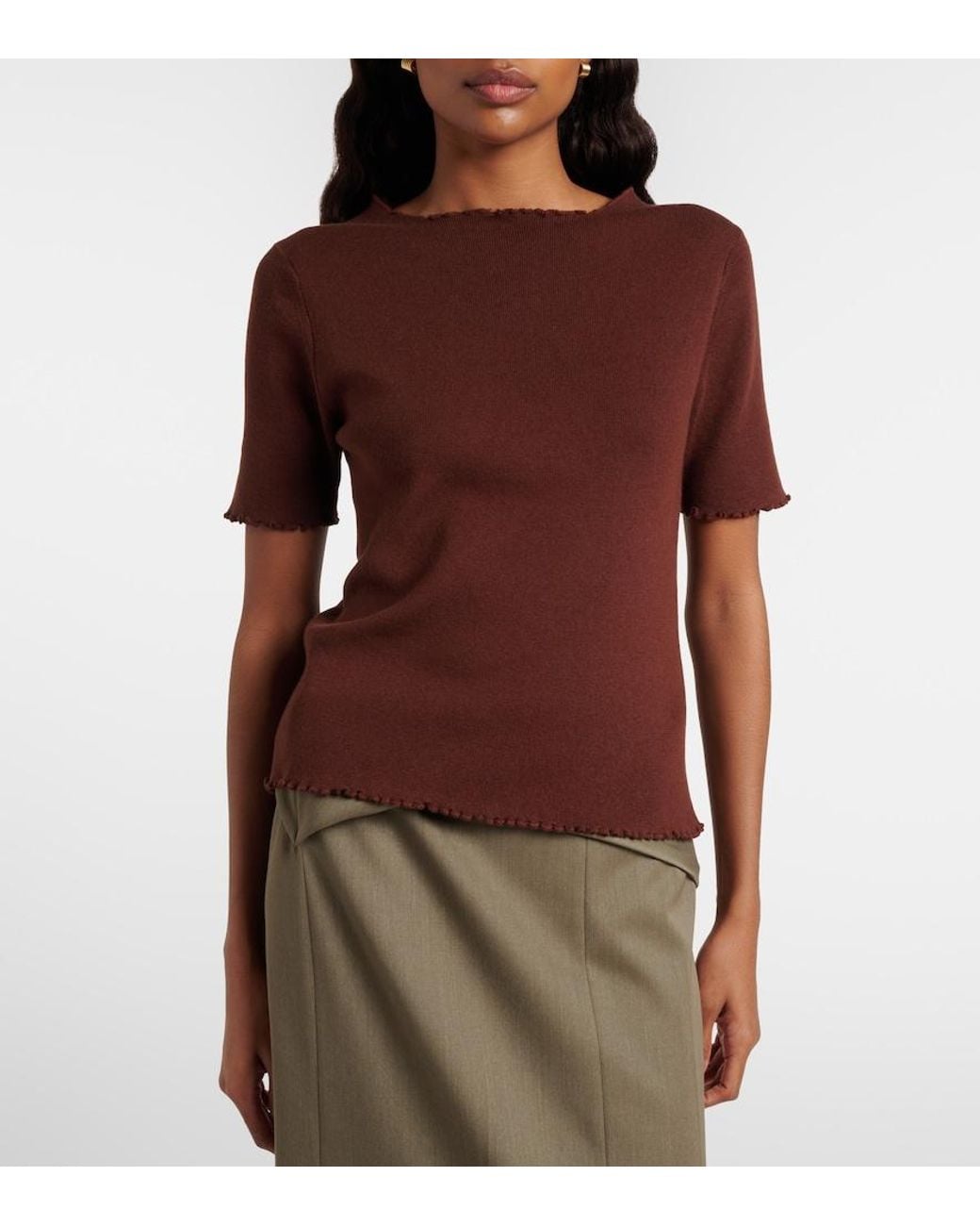 Jardin Des Orangers Brown Cotton, Silk, And Cashmere Sweater