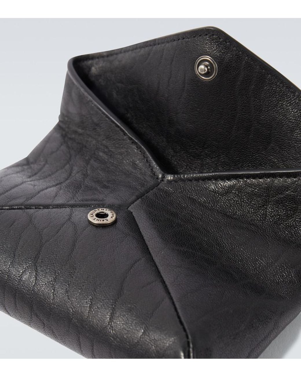 Saint Laurent Black Cassandre Leather Wallet for men