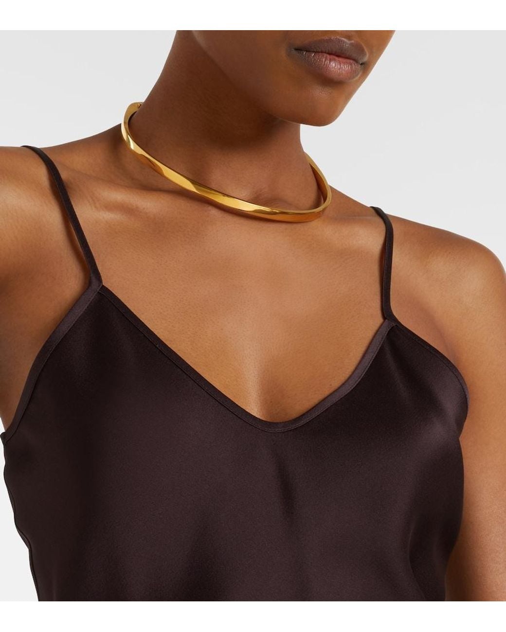Max Mara Brown Crepe Satin Camisole