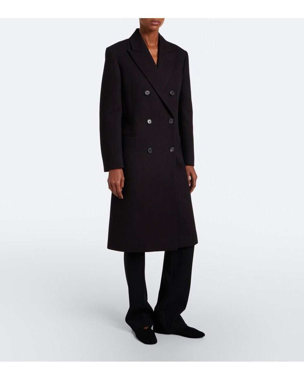 The Row Black Keone Wool And Cotton-Blend Coat