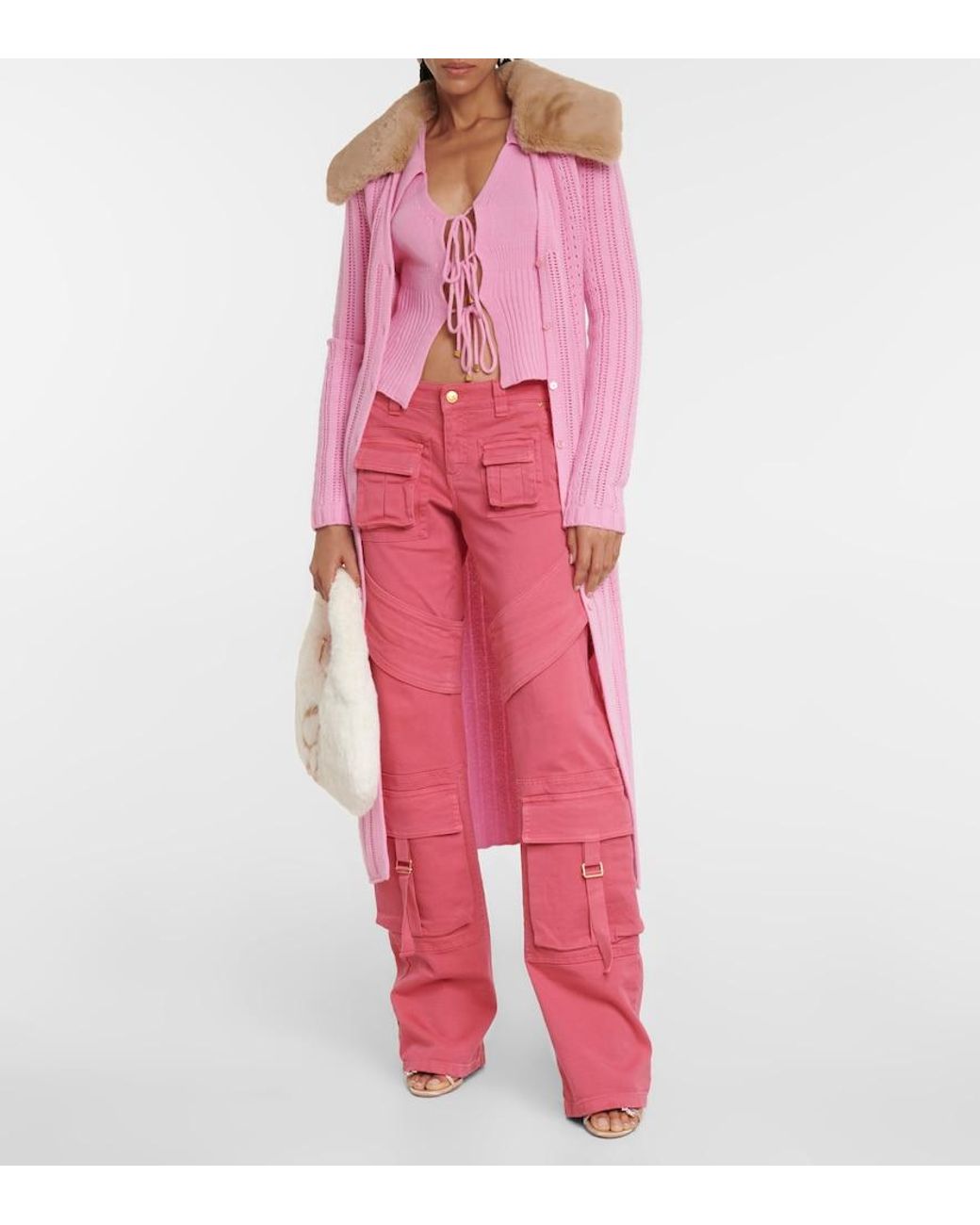 Blumarine Pink Denim Cargo Pants
