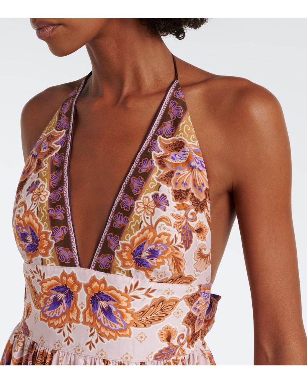 Alexandra Miro Pink Clover Printed Cotton And Silk Maxi Dress