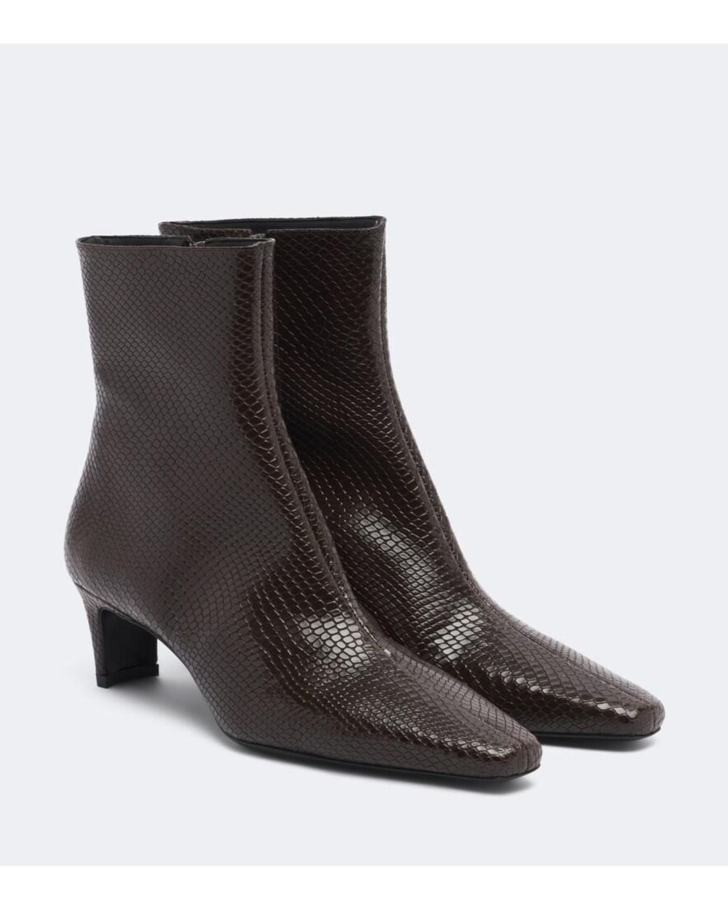 Staud Black Wally Snake-Effect Leather Ankle Boots