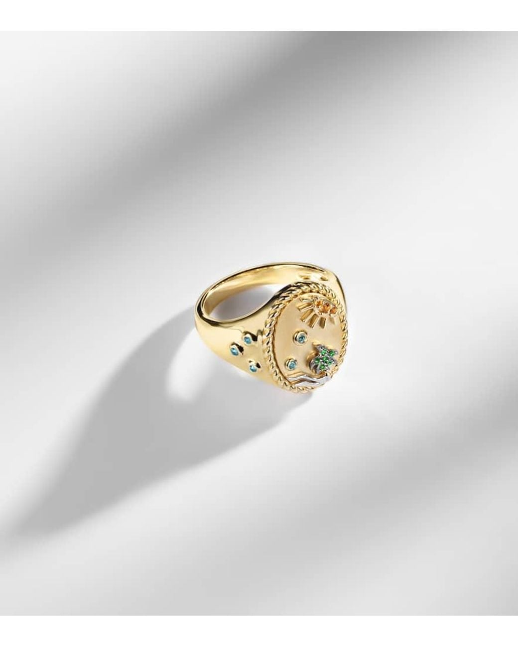 Yvonne Léon White Ring La Plage Aus 9Kt Gelbgold (375/1000) Mit Edelsteinen