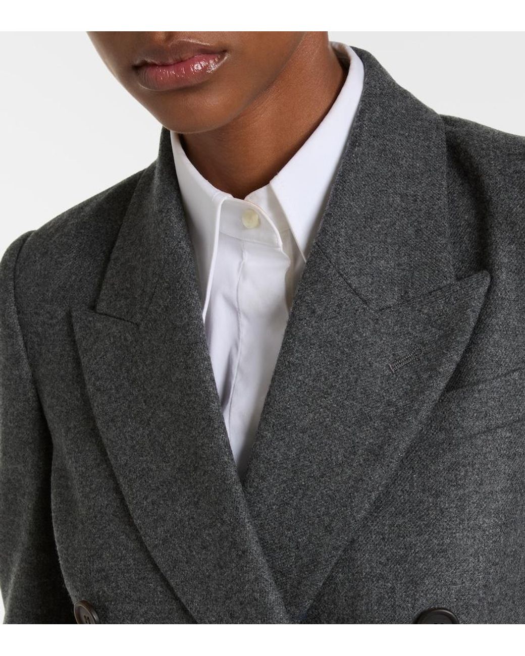 Brunello Cucinelli Gray Wool And Cashmere Blazer
