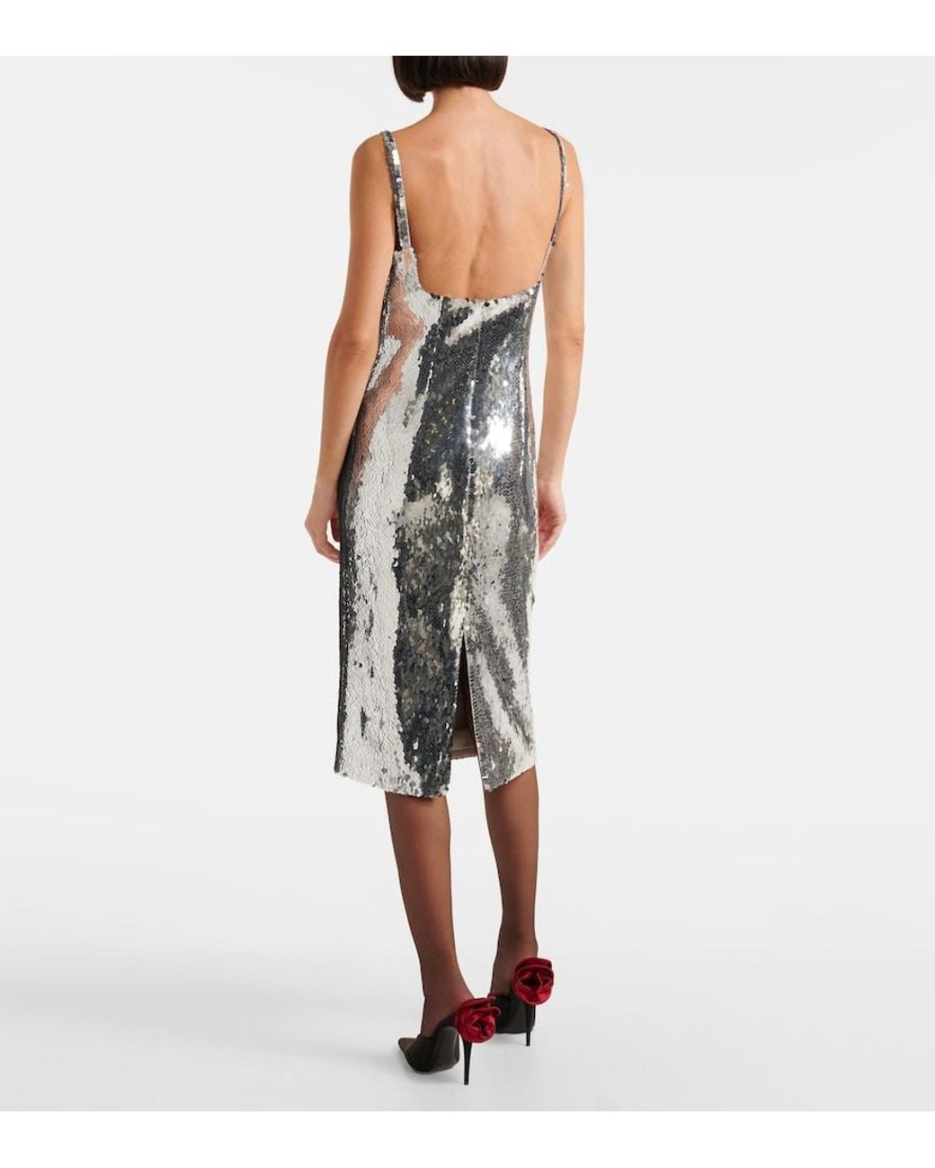 Magda Butrym Gray Sequined Midi Dress