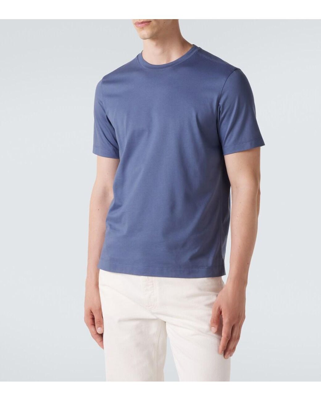 Zegna Blue Cotton Jersey T-Shirt for men
